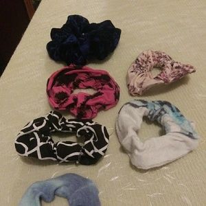 5 scrunchies, soft, some small some average